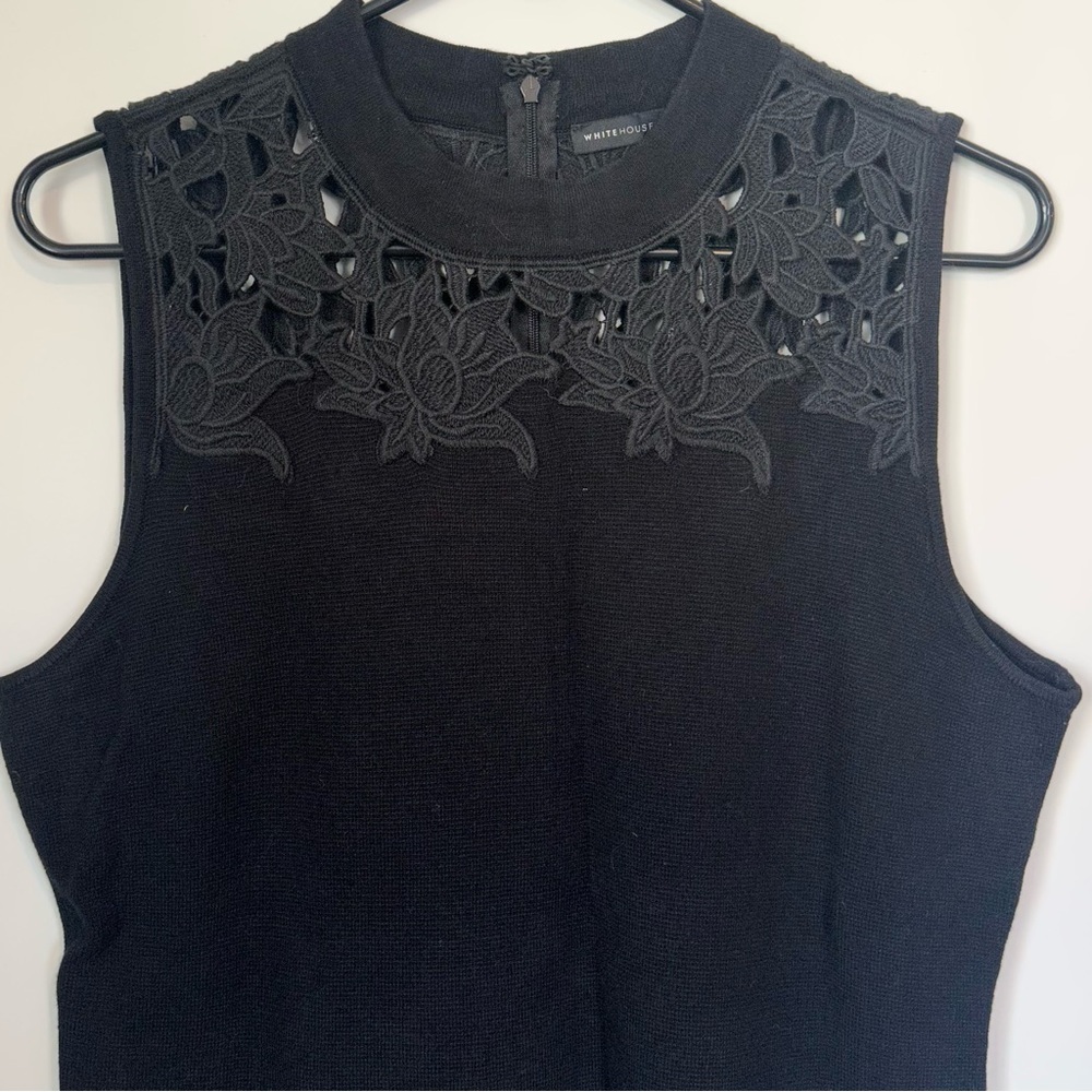 White House Black Market Black Lace Detail Blouse - Size: Medium - Picture 4 of 7